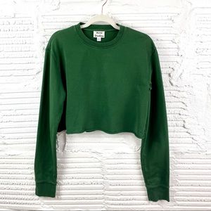 Acne Forest Green Cropped Hoodie